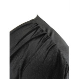 EVE Plus Size Solid V Neck Long Sleeve Maxi Dress SFY-085