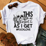 EVE Valentine's Day Skull Print O Neck Casual T Shirt BDF-T6006