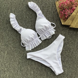 EVE Solid Pleated Swimsuit Bikini 2 Piece Sets CASF-8915