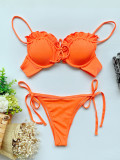 EVE Solid Underwired Push-Up Pleated Bikini Sets CASF-6286