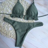 EVE Solid Pleated Sexy Bikini 2 Piece Sets CASF-8740