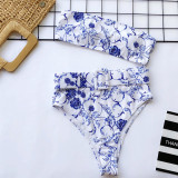 EVE Tube Top High Waist Printed Swimsuit Two Piece Set CSYZ-WB10