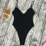 Black Mesh Sexy Bikini One Piece Swimsuit CASF-8763