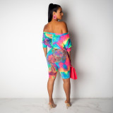 EVE Plus Size Summer Sexy Print Off Shoulder Tie Up Rompers SH-390269
