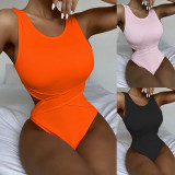 EVE Solid Hollow Out Bikini One Piece Swimsuit CASF-6289