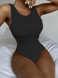 EVE Solid Hollow Out Bikini One Piece Swimsuit CASF-6289