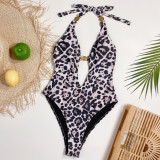 EVE Sexy Leopard Print Halter Neck One-Piece Swimsuit CSYZ-B277W