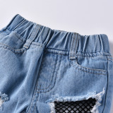 EVE Kids Girl Letter T Shirt+Ripped Jeans Pants 2 Piece Sets YKTZ-G06