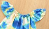 EVE Kids Girl Tie Dye Top+Ripped Jeans Shorts 2 Piece Suits YKTZ-2207