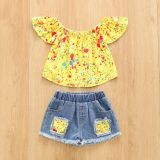 EVE Kids Girl Summer Tie Dye Top+Hole Jeans Shorts Suits YKTZ-2209