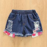 EVE Kids Girl Slash Neck Top+Ripped Jeans Shorts 2 Piece Sets YKTZ-2203