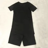 EVE Plus Size Solid Split Top And Shorts 2 Piece Sets NY-2095
