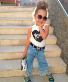 EVE Kids Girl Tank Top+Tassel Jeans 2 Piece Sets YKTZ-1105