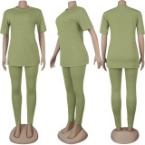 EVE Plus Size Solid T Shirt And Pants 2 Piece Sets NY-2018