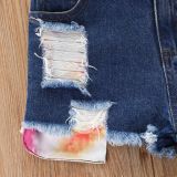 EVE Kids Girl Tie Dye Top+Jeans Shorts+Headband 3 Piece Sets YKTZ-1030