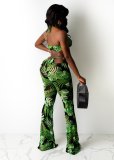 EVE Sexy Printed Mesh Printed Bra Top And Pants Suits YS-S802