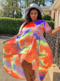 EVE Plus Size Tie Dye Top And Shorts Two Piece Sets NY-8951