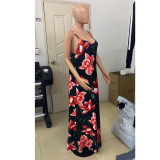 EVE Floral Print Spaghetti Strap Maxi Dress GCNF-0123