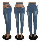 EVE Denim Sexy Hollow Out Skinny Jeans Pants (With Underpants)GCNF-0086