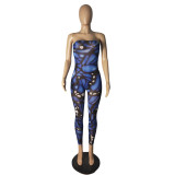 EVE Sexy Printed Strapless Slim Jumpsuit CNF-0096