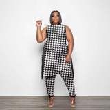 EVE Plus Size Printed Split Sleeveless Top And Pants Set PHF-13268