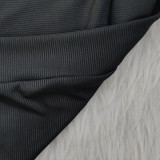 EVE Solid Long Sleeve Crop Top And Pants Slim 2 Piece Sets YNB-7243