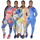 EVE Tie Dye Print Hooded Two Piece Pants Set GCNF-0046