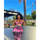 EVE Plus Size Tie Dye Sexy Tube Top And Skirt Two Piece Set GDYF-6965