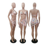 EVE Sexy Print Bikini Swimsuit Three Piece GDYF-6970
