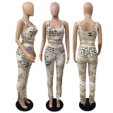 EVE Print Slim Tank Top And Hem Split Pants Two Piece Sets GDYF-6658