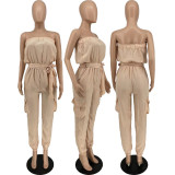 EVE Solid Strapless Sashes Jumpsuit MXDF-6077