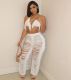 EVE Sexy Tassel Bra Top+Hollow Out Pants 2 Piece Sets TR-1193