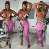 EVE Sexy Printed Bra Top And Pants 2 Piece Sets AL-274