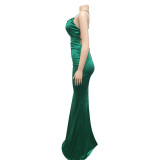 EVE Solid Color Sexy Elegant Backless Tie Up Evening Dress BY-5617