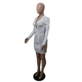 EVE Sexy Mesh Patchwork Long Sleeve Bandage Dress GCNF-0170