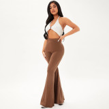 EVE Solid Mid-Waist Flared Pants WSYF-5926