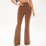 EVE Solid Mid-Waist Flared Pants WSYF-5926