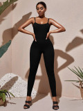 EVE Solid Backless Spaghetti Strap Tight Jumpsuit BGN-236