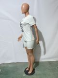 EVE Letter Print T Shirt And Shorts 2 Piece Sets JH-301