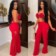 EVE Sexy Bra Top+Lace-Up Flare Pants 2 Piece Sets ML-7468