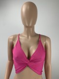EVE Sexy Solid Knotted Cami Top ML-7469
