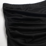 EVE Plus Size Hot Drilling Bodysuit+Irregular Skirt 2 Piece Sets NY-2317