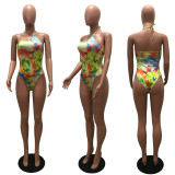 EVE Sexy Printed Halter One-Piece Swimsuit MAE-2133