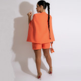 EVE Solid Cloak Coat And Shorts Two Piece Sets NY-2332