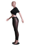 EVE Sexy Mesh Pants+T Shirt Two Piece Sets YS-S807