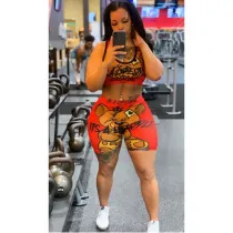 EVE Cartoon Print Tank Top And Shorts 2 Piece Sets LSL-6487