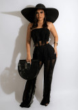EVE Sexy Mesh Ruffled Tube Top And Pants 2 Piece Sets LSD-82027