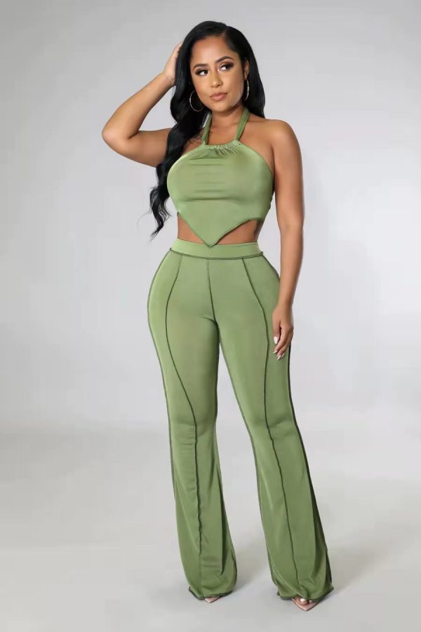 EVE Sexy Halter Top And Pants Two Piece Sets TK-6225