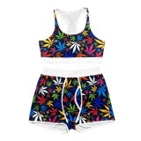 EVE Sexy Printed Tank Top And Shorts Sports 2 Piece Sets SHD-9367