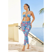 EVE Sexy Mesh Printed Bodysuit+Pants 2 Piece Sets MDF-5297